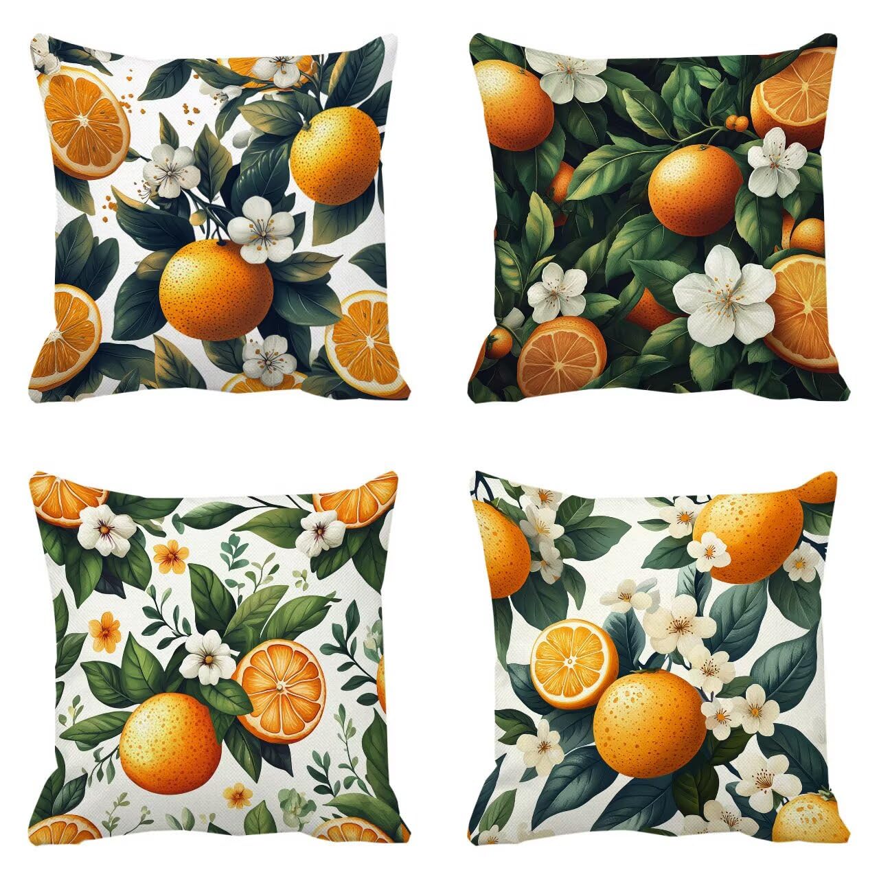 Fundas Cojines 80 x 80 cm Juego de 4 Cojines Exterior, Fruta Flores Lino Impermeable Sofa Fundas Cojin de para Sofá, Dormitorio, Estar, Jardín, Coche, Decoración Hogar, con Cremallera Oculta m-466
