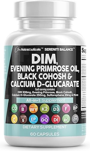 Clean Nutraceuticals DIM Evening Primrose Black Cohosh Calcium D-Glucarate Sulforaphane