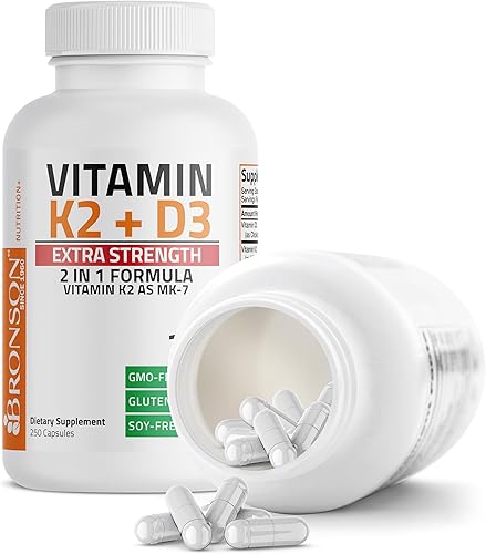 Vista 11 de Bronson Vitamina K2 (MK7) con suplemento extra fuerte D3 para la salud ósea y cardíaca Fórmula sin OMG 10,000 UI Vitamina D3 y 120 mcg Vitamina K2