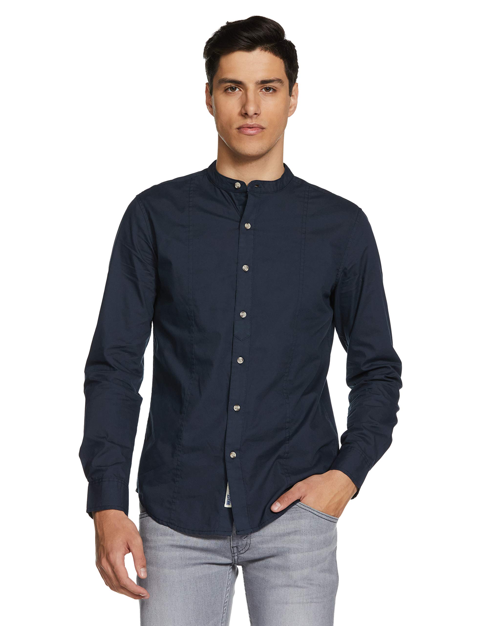 Amazon Brand - Inkast Denim Co. Men's Solid Slim Shirt (IN-S-35)