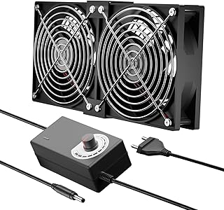 Doble 120mm 12V Ventilador para PC - Velocidad de Viento Ajustable, Ventilador de Pc, ventilador AC 220V - 240V, 2700RPM, ventiladors de PC Portátil para Router,Laptop, TV Box, Ventiladors Dual
