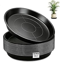 Pack of 12 Saucers Flower Pot Round Plant Saucers 26 cm Saucers Flower Pot Flower Saucer Plastic Flower Pot Mat Black Plant Saucer for Garden Balcony Living Room