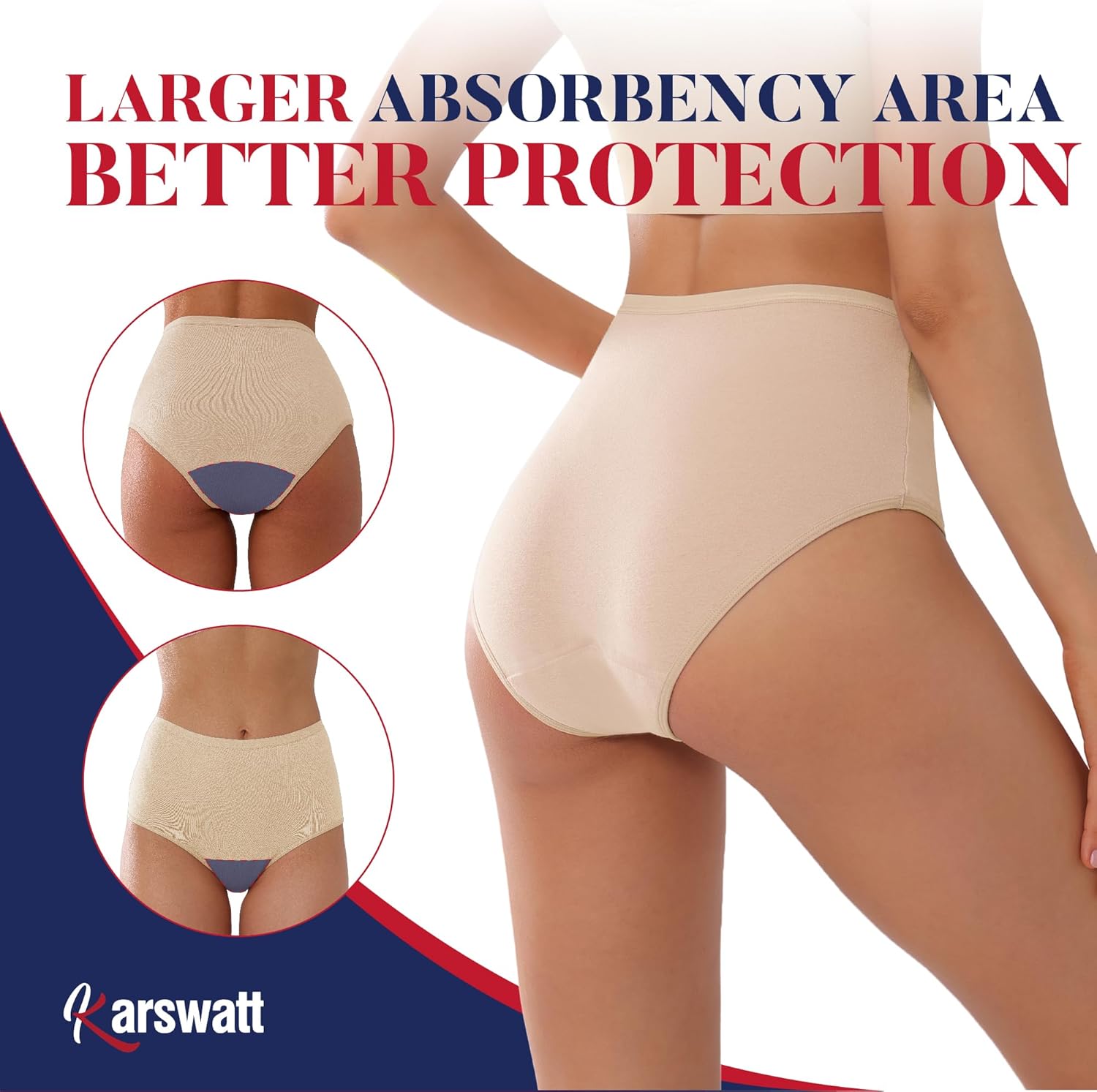 Washable High Rise Urinary Incontinence Underwear for Women Leak Proof Postpartum Protection Panties 2 Pack - Image 3