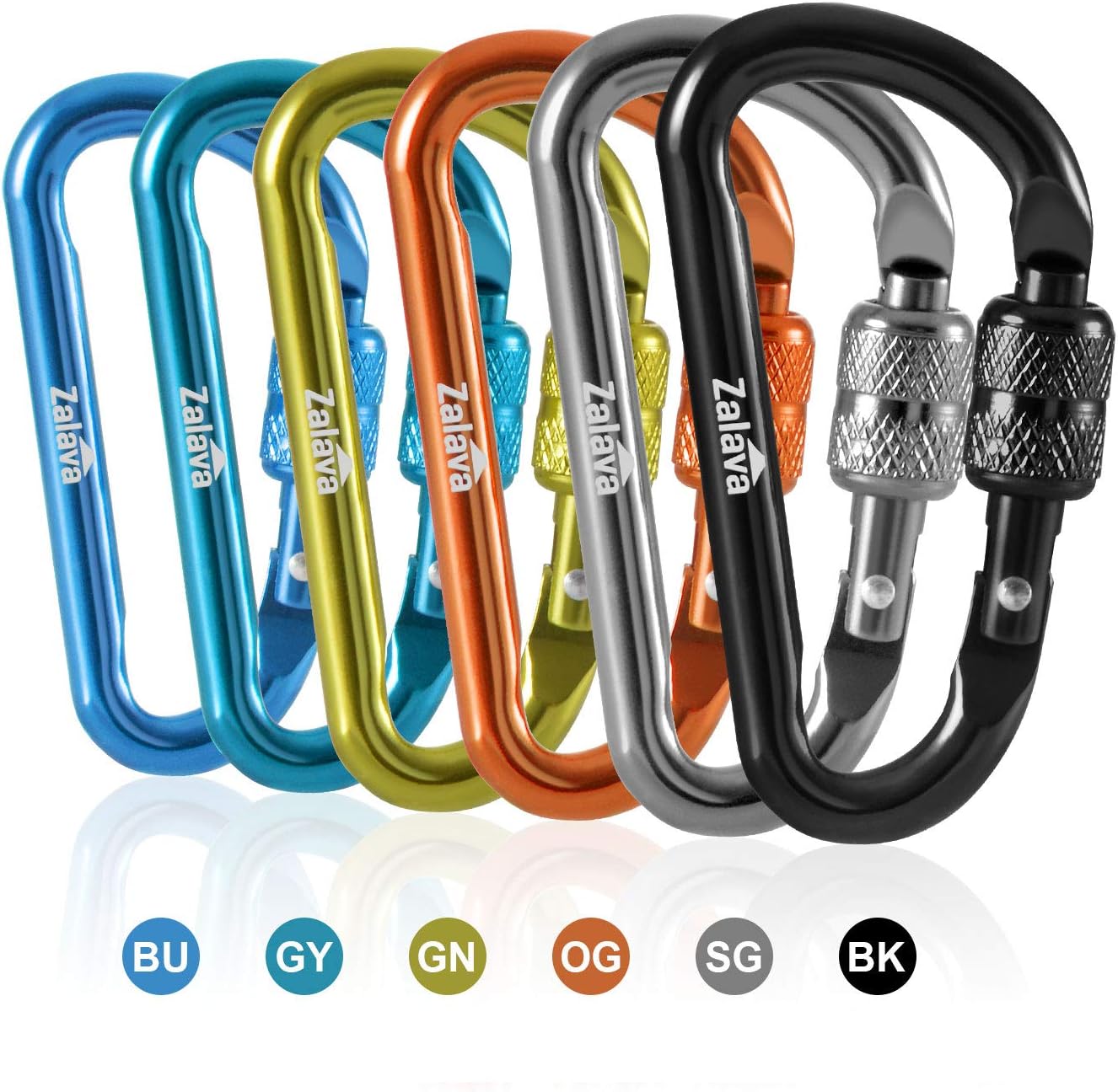 Zalava 6pcs 2”D-Clip Durable Locking Carabiner Keychain Clip,Keychain Clip Hook : Sports & Outdoors