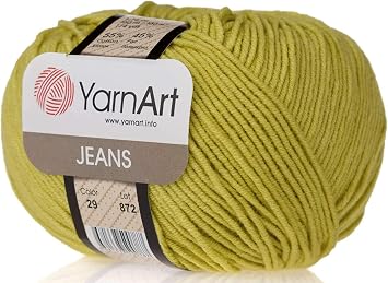 8 Skeins YarnArt Jeans 55% Cotton 45% Acrylic Yarn Blend Thread Crochet Hand Knitting Art Lot of 8skn 400 gr 1392 yds Color 29-Green