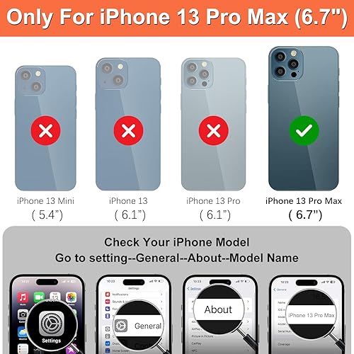 Miniatura 2 de iCoverCase Funda compatible con iPhone 13 Pro Max con tarjetero para mujer, bloqueo RFID en relieve de piel sintética con correa de muñeca de 6.7