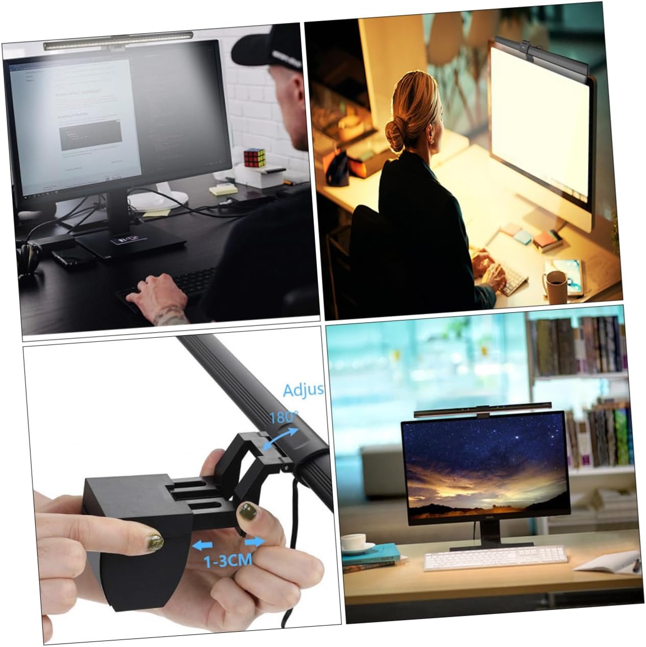 jojofuny 1set USB Computer Screen Lamp Three Light Modes for Eye Protection for Home and Office Use Led Monitor Light