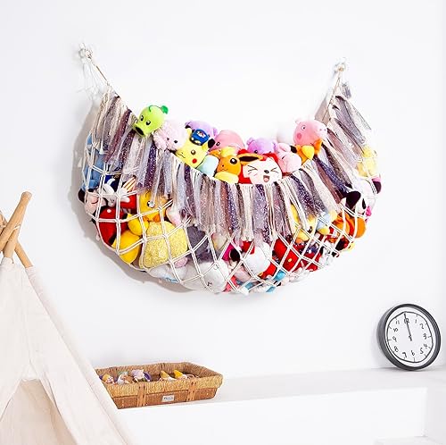 Miniatura 2 de Red grande para animales de peluche o hamaca con organizador ligero para colgar en la pared para la habitación de los niños, red de almacenamiento