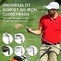 Vista 24 de FINGER TEN Premium Synthetic Leather Stylish Iron & Wedge Golf Head Covers Value 12 Piece Set, Embroidered Labels & Fits Most Clubs Gift Set, Travel