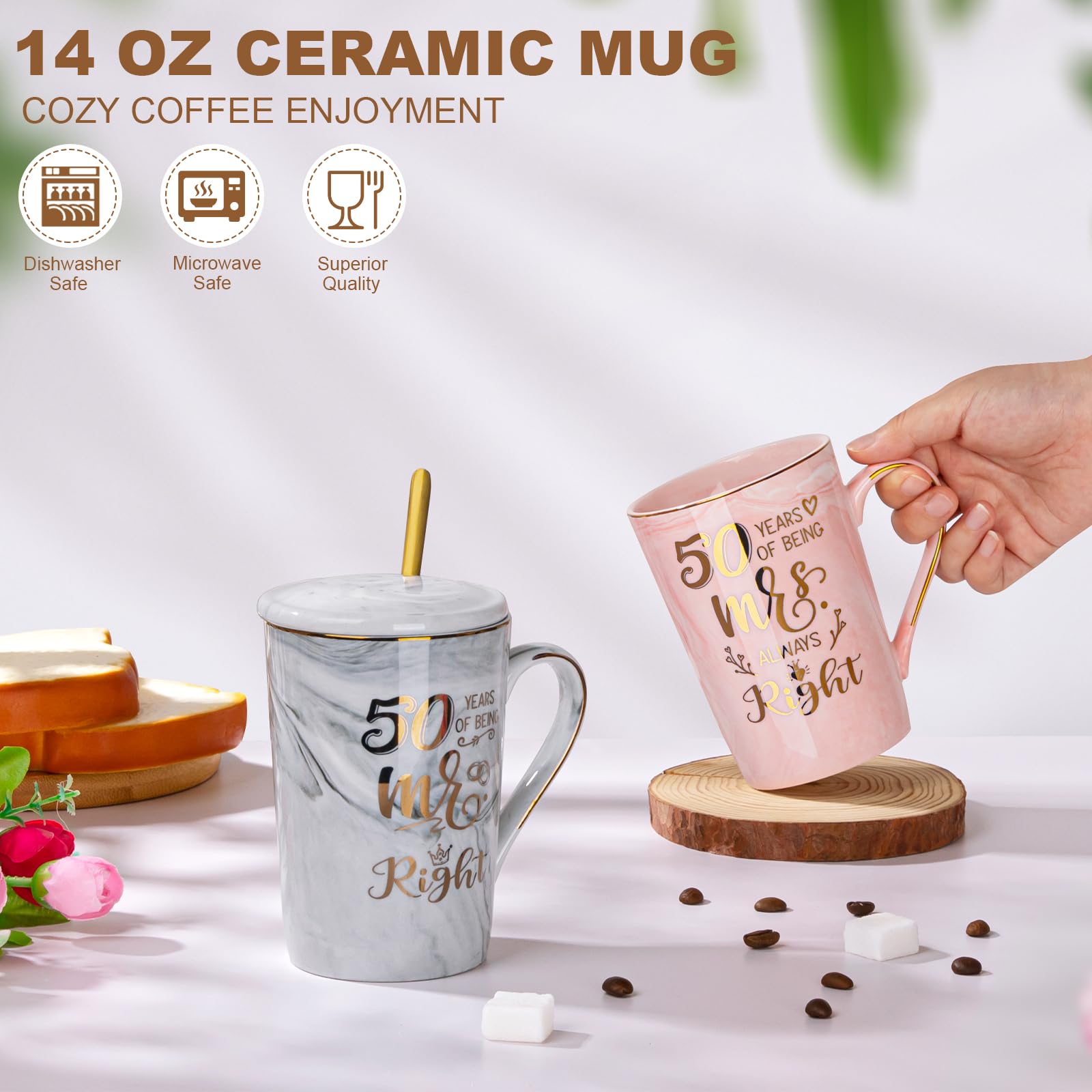 Goldene Hochzeit Geschenke, 50 Hochzeitstag Geschenk, 14Oz Marmoriert Tasse – Ansicht 2