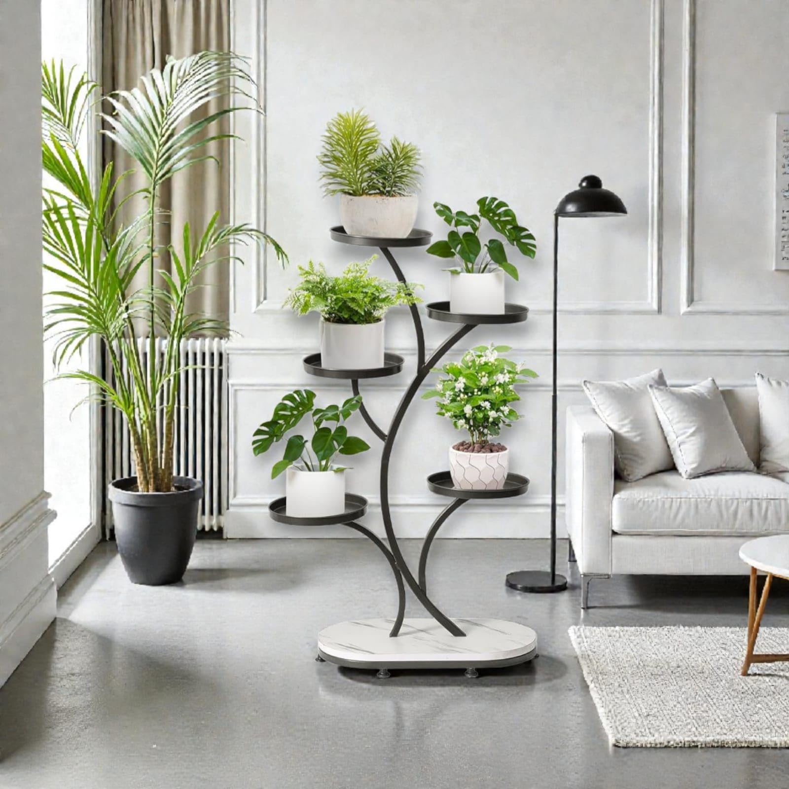 Global Quality Impex, 5 Tier Black luxury Metal And Waterproof MDF Base Plant stand for Living Room and Balcony.-image-45