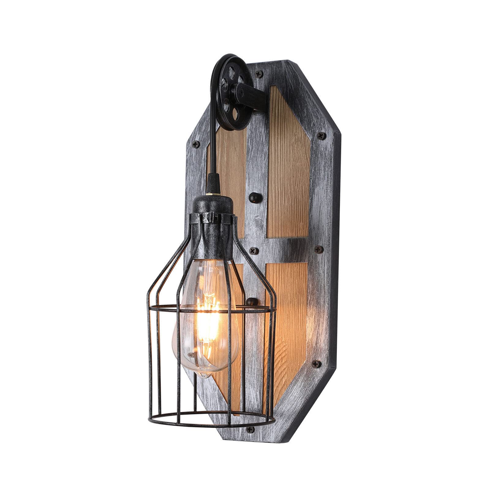 Retro Indoor Wall Light Wall Lamp Farmhouse Metal Cage Vanity Wall Sconce Lighting Rustic Matte Black Wall Mount Light Fixtures for Bedroom,Porch, Patio, Hallway, Balcony E26 Base