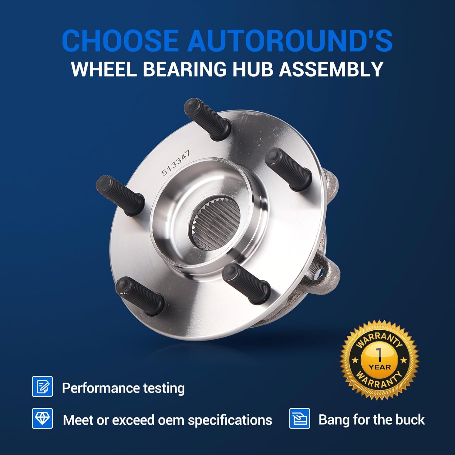 Autoround Pair 513347 Front Wheel Hub and Bearing Assembly Compatible with Mazda 6 2014-2019, CX-5 2013-2022