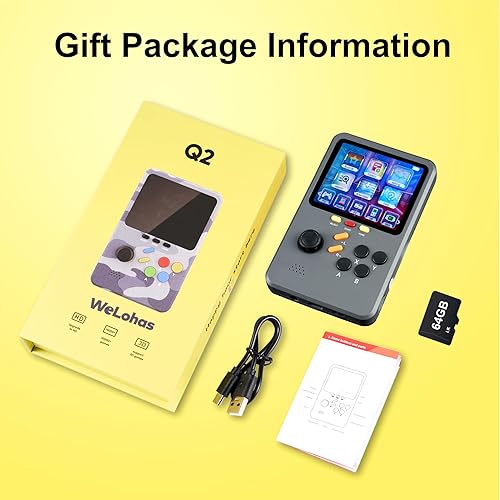 Miniatura 8 de WeLohas Q2 Pro - Consola de juegos de mano retro, 3D Gameboy Advance electrónica, más de 10000 juegos de video retro divertidos precargados, tarjeta