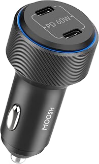 Moosh 60W Certified Dual USB Type C + Type C Fast Car Charger Power Delivery 3.0 with Pps for All Smartphones USB C Device... Price In India