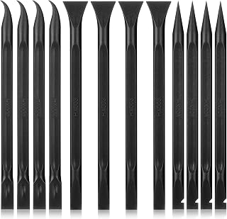 Plastic Scrapers Tool, 12 PCS Multi-purpose Non-Scratch Carbon Fiber Plastic Scraper Small Crevice Cleaning Tool for Car Cleaning Supplies Kitchen Crevices (Black)