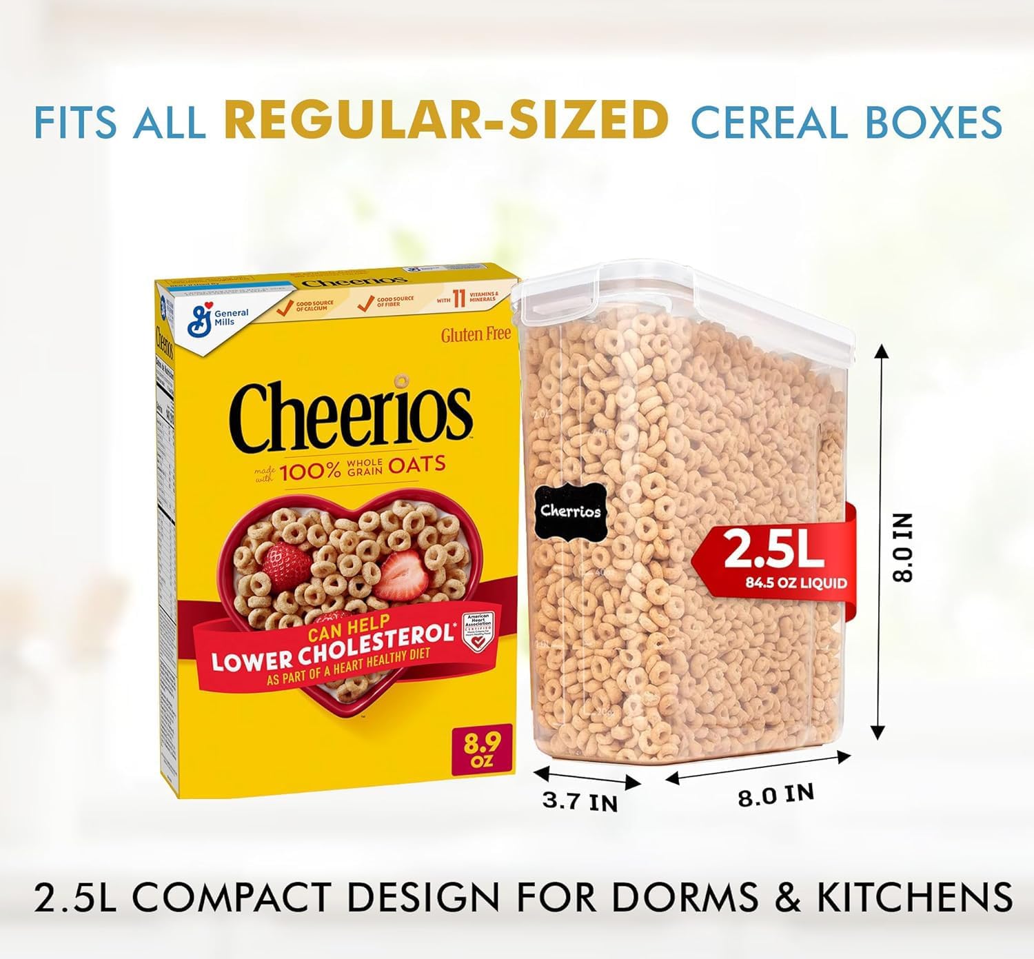 Shazo 2 PC (2.5L / 15.4 Oz) Small Airtight Cereal Containers with Lids image 3