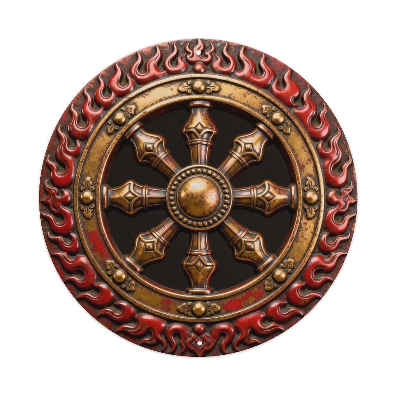 Tibet Dharma Wheel Turn Metal Tin Sign Plaque