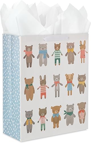 Miniatura 4 de Hallmark Bolsa de regalo extra grande de 15 pulgadas con papel de seda (osos y conejitos) para niños, baby showers, primeros cumpleaños