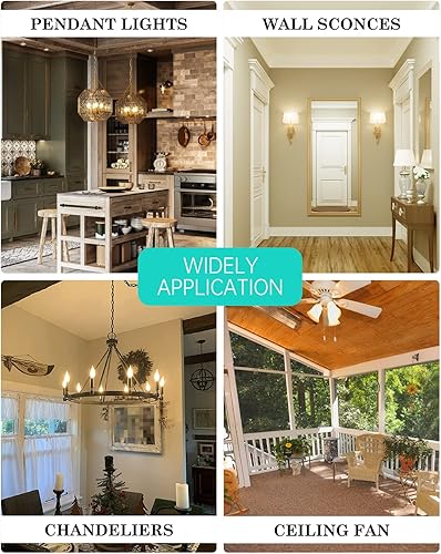 Miniatura 8 de AMDTU Bombilla LED E12 equivalente a 40 vatios esmerilada de base pequeña, lámpara de araña CA10 regulable ideal para comedores, salas de estar y