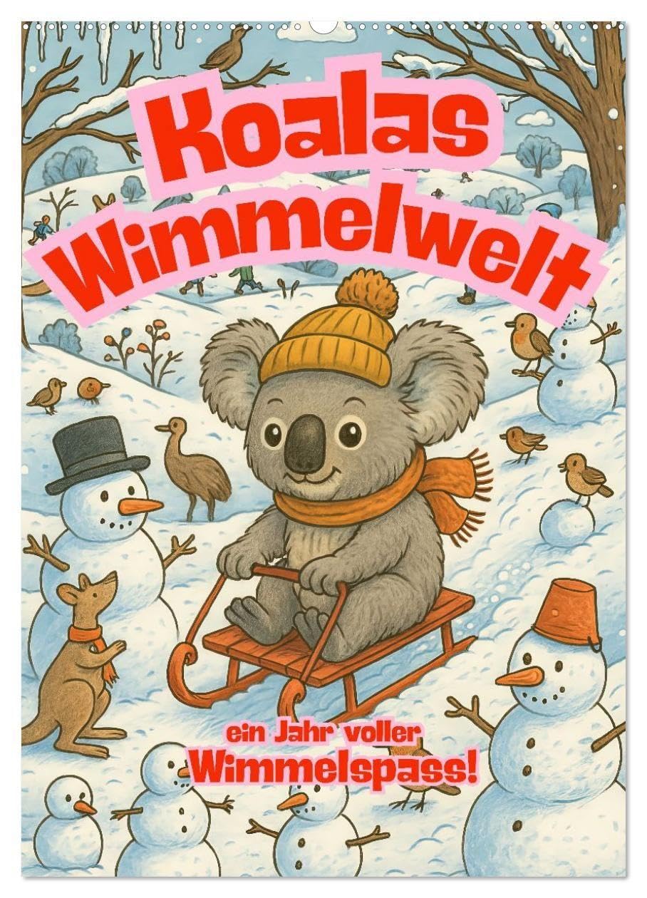 Koalas Wimmelwelt ein Jahr voller Wimmelspass! (Wandkalender 2026 DIN A2 hoch), CALVENDO Monatskalender: Der liebenswerte Koala erlebt jeden Monat ein ... Groß und Klein begeistern. (CALVENDO Spass)
