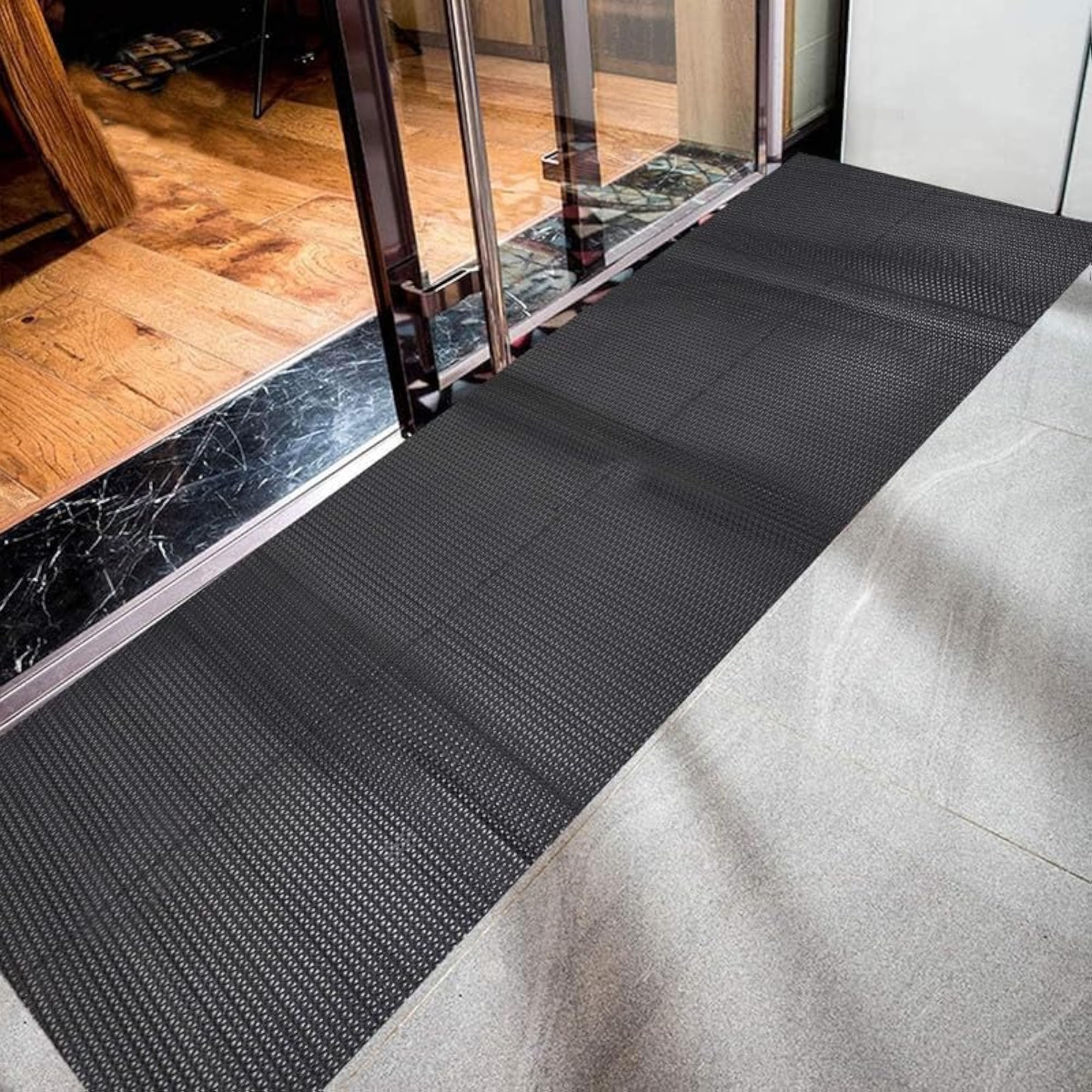 Anti Skid Mud Dirt Trapper Waterproof PVC Rubber Bath Mat, Black