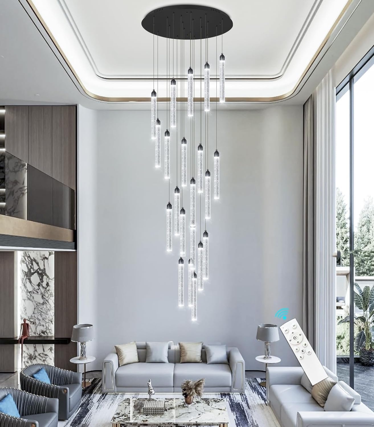 Lampa wisząca LED nowoczesny kryształowy spadek wysoki żyrandol sufitowy oprawa oświetleniowa duża lampa wejściowa wewnętrzne żyrandole oświetleniowe do salonu wejście przedpokój schody