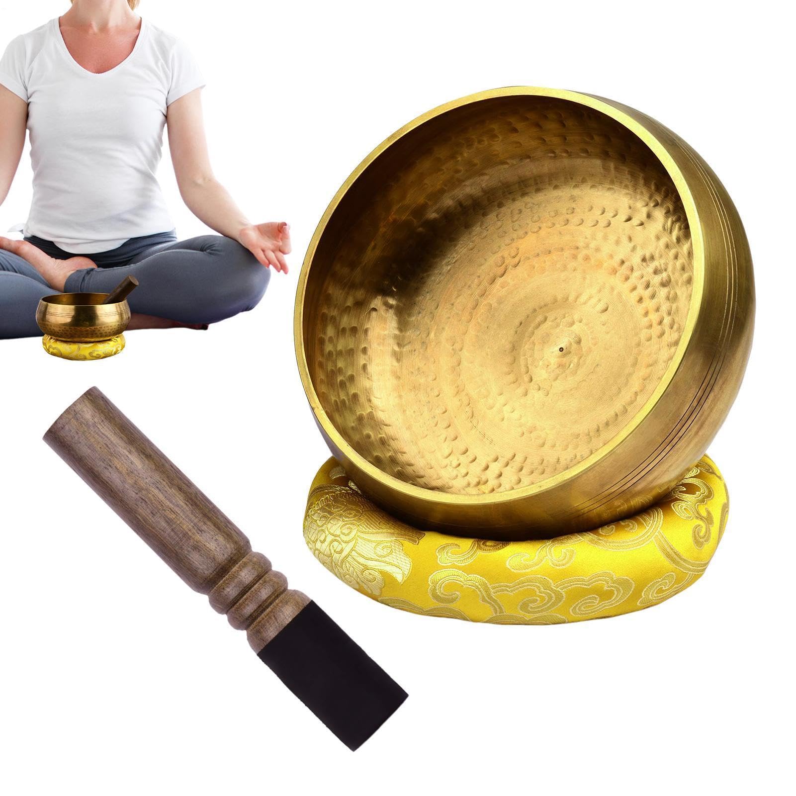 Set di campane tibetane per meditazione, in bronzo, realizzato a mano, per rilassamento profondo, decorazione per la casa, per yoga, spazi benessere, soggiorno, studio, mensole, tavoli e altri luoghi