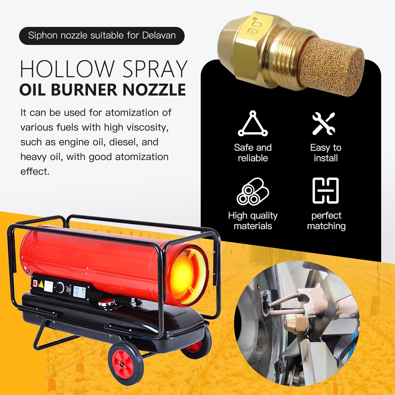 Amazon.com: ATIODYUUK 75 80* B Solid Oil Burner Nozzle for Delavan