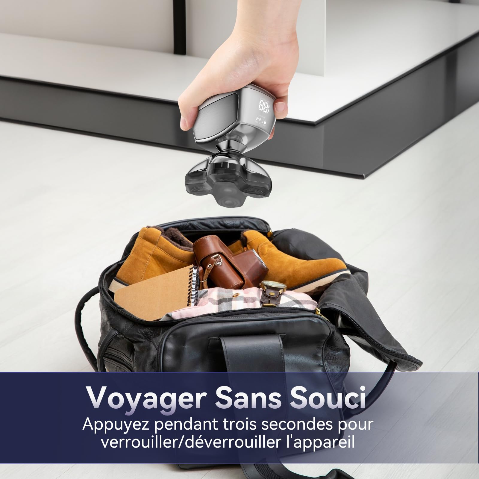 Kensen Rasoir Tete Chauve Homme 5D Tondeuse Cheveux Hommes Chauve 120 mins d'autonomie Tondeuse Crane Chauve Étanche Rasoir Crane Sec & Humide avec Coupe-Poils de Vez & Écran LED & Peigne Limite