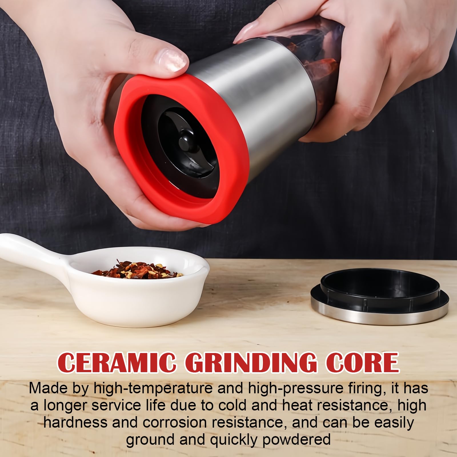 Chilimühle Edelstahl & Glas: 2 Stück 150ml Chilischneider für grobe Gewürze & Trockene Chilis, Chilimühle für Küche und Haushalt, Gewürzmühle Kräutermühle, Gewürzschneider Schneidwerk