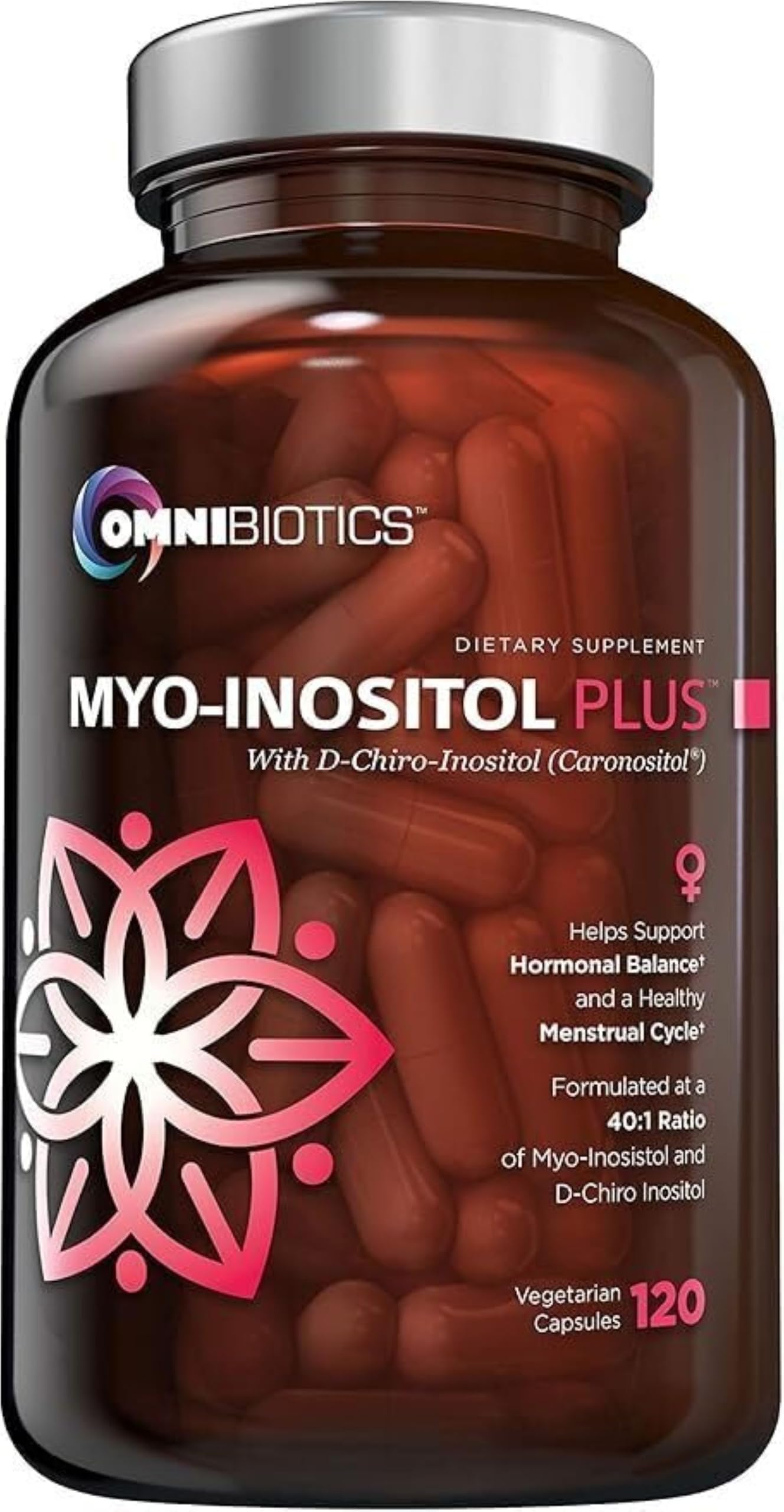 OmniBiotics Myo-Inositol & D-Chiro Inositol Supplement with 40:1 Ratio for Hormone Balance for Women - Women Supplement to Support Reproductive Health & Ovarian Function. Non-GMO - 120 Vegan Capsules 120 Count (Pack of 1)