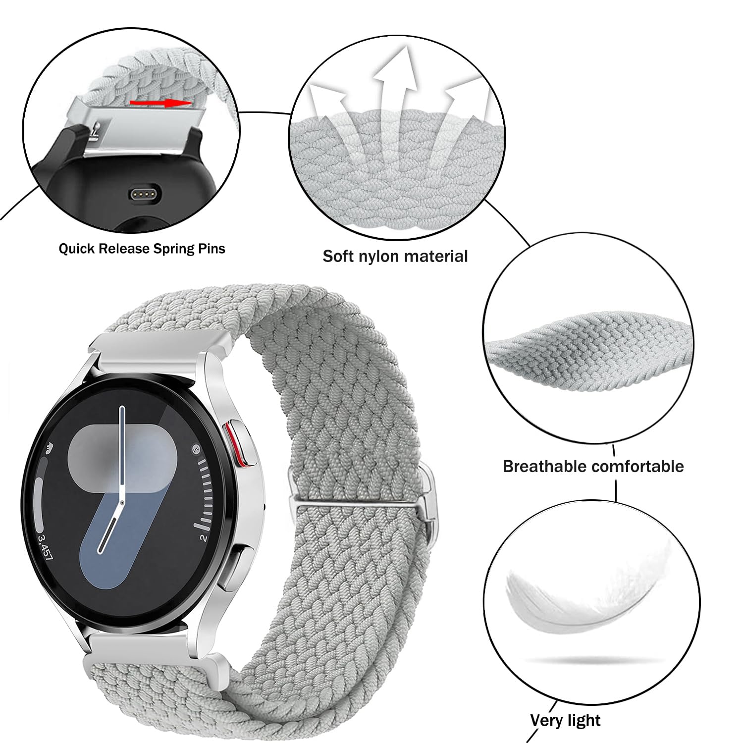 Issinlky nylon band for Galaxy Watch 7/FE/6/5/4 40mm 44mm - Image 2