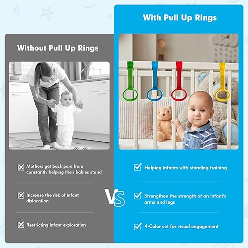 Miniatura 3 de 8 anillos de dominadas para corralitos de juegos, anillos de seguridad ajustables de plástico para bebés, asistente de caminar para niños pequeños,