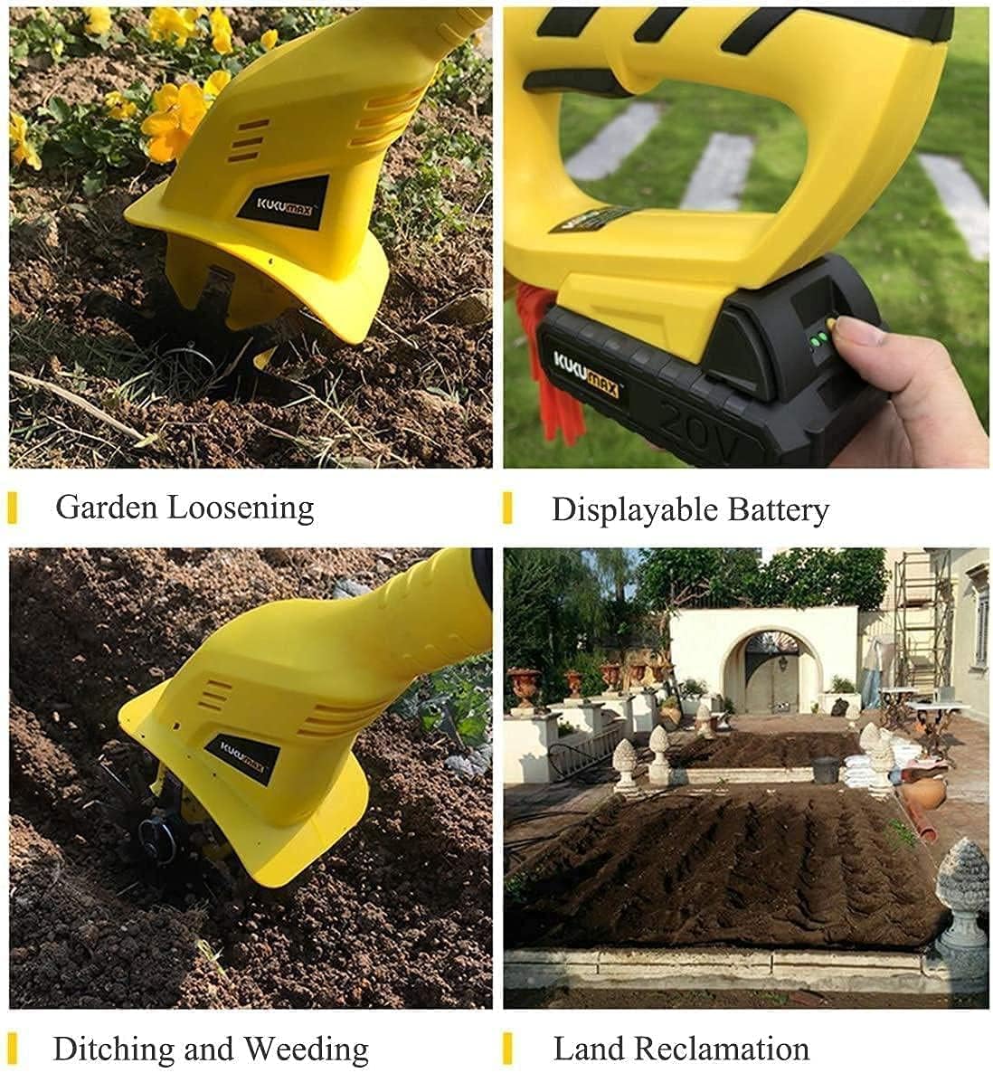 EPANO LXXW Rotavator Motocultor inalámbrico con batería Recargable y Cargador, for huertos, césped y jardín Motoazada Eléctrica