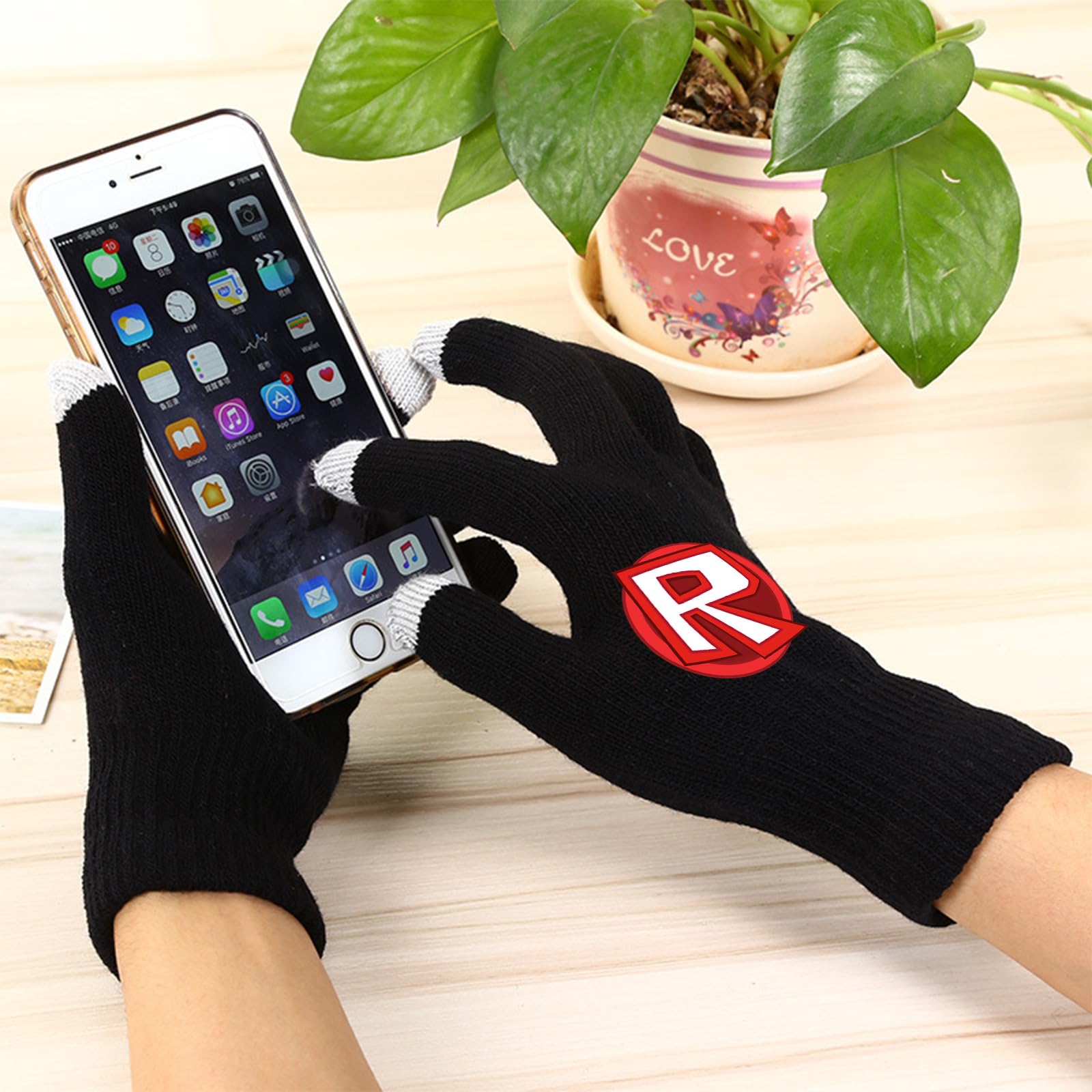 Gants Tactiles Roblo d'Hiver Tricotés Chauds et Doux Pour Sport Usage Quotidien