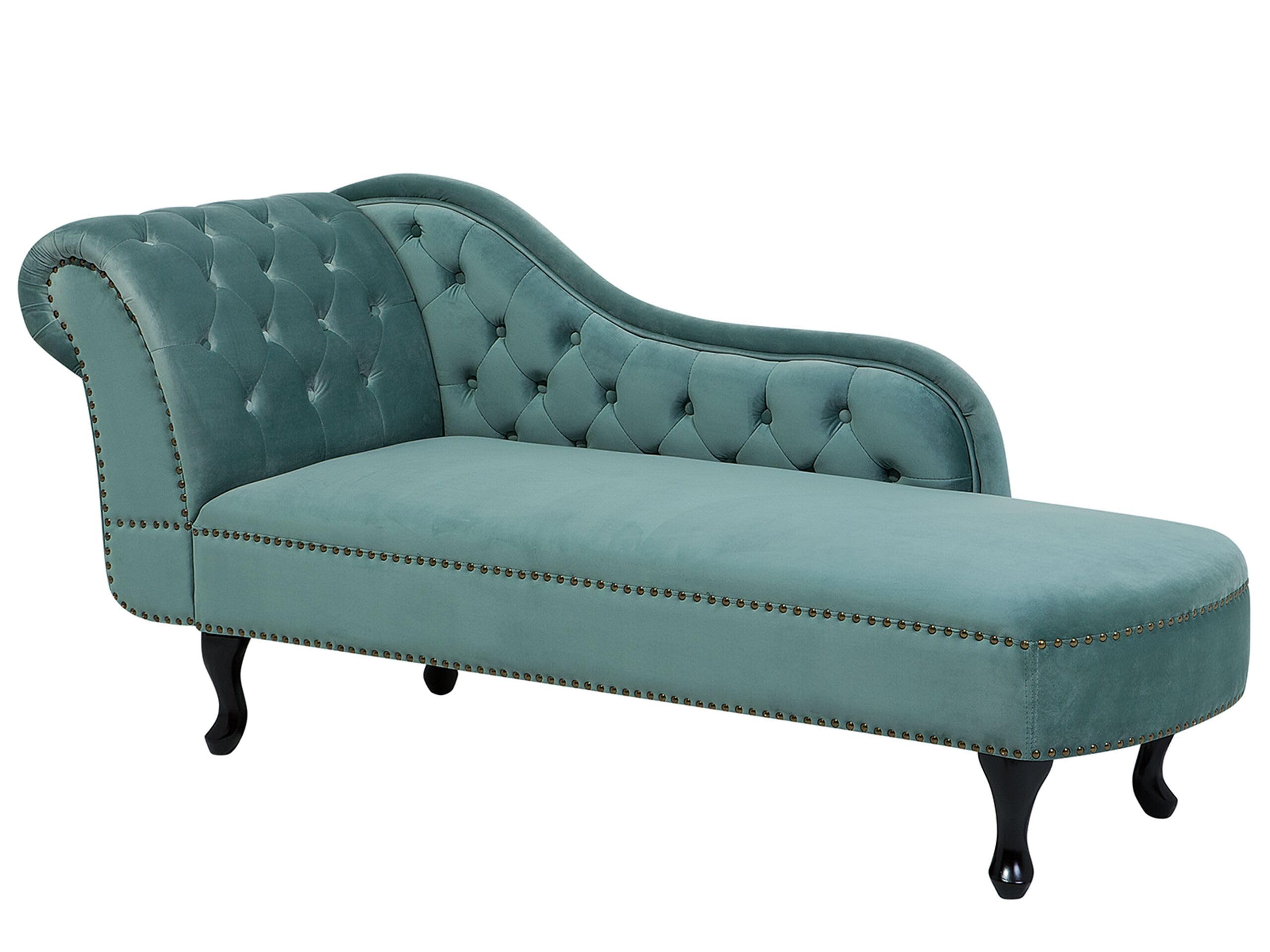 Beliani Retro Chaiselongue Samtstoff linksseitig mintgrün Nimes