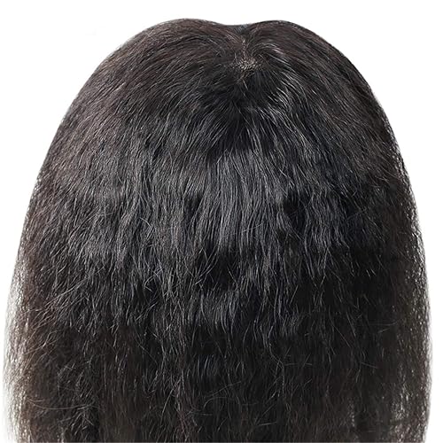 Miniatura 3 de Pieza de cabello humano 100% real para mujeres con pérdida de cabello, clip en base de seda Yaki de 3 x 5 pulgadas, 10 pulgadas, negro natural