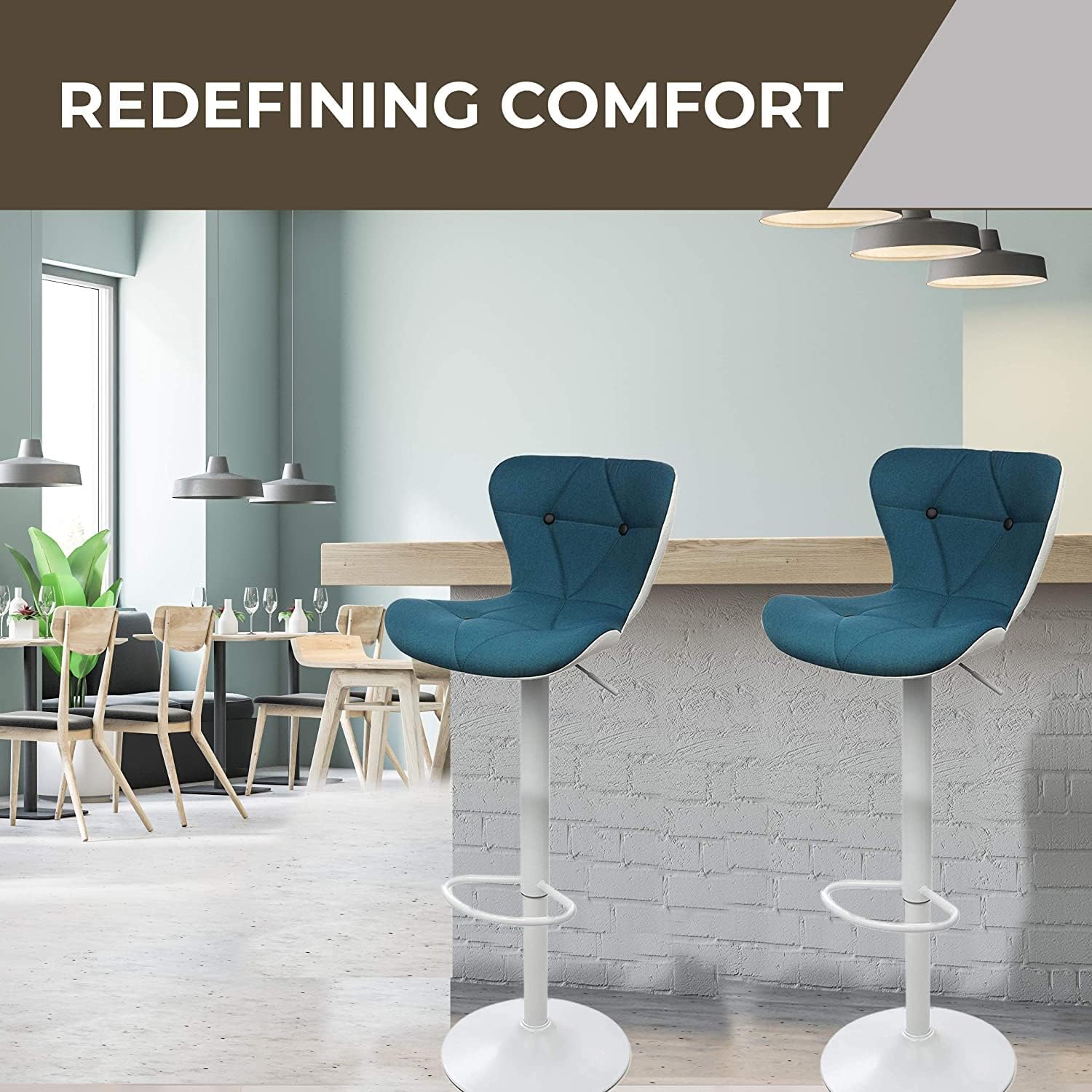 Halter Barstool, Adjustable Height Stool Chairs, Counter Height Swivel Bar Stools for Kitchen Island, Bar Chair, Counter Stool, Blue