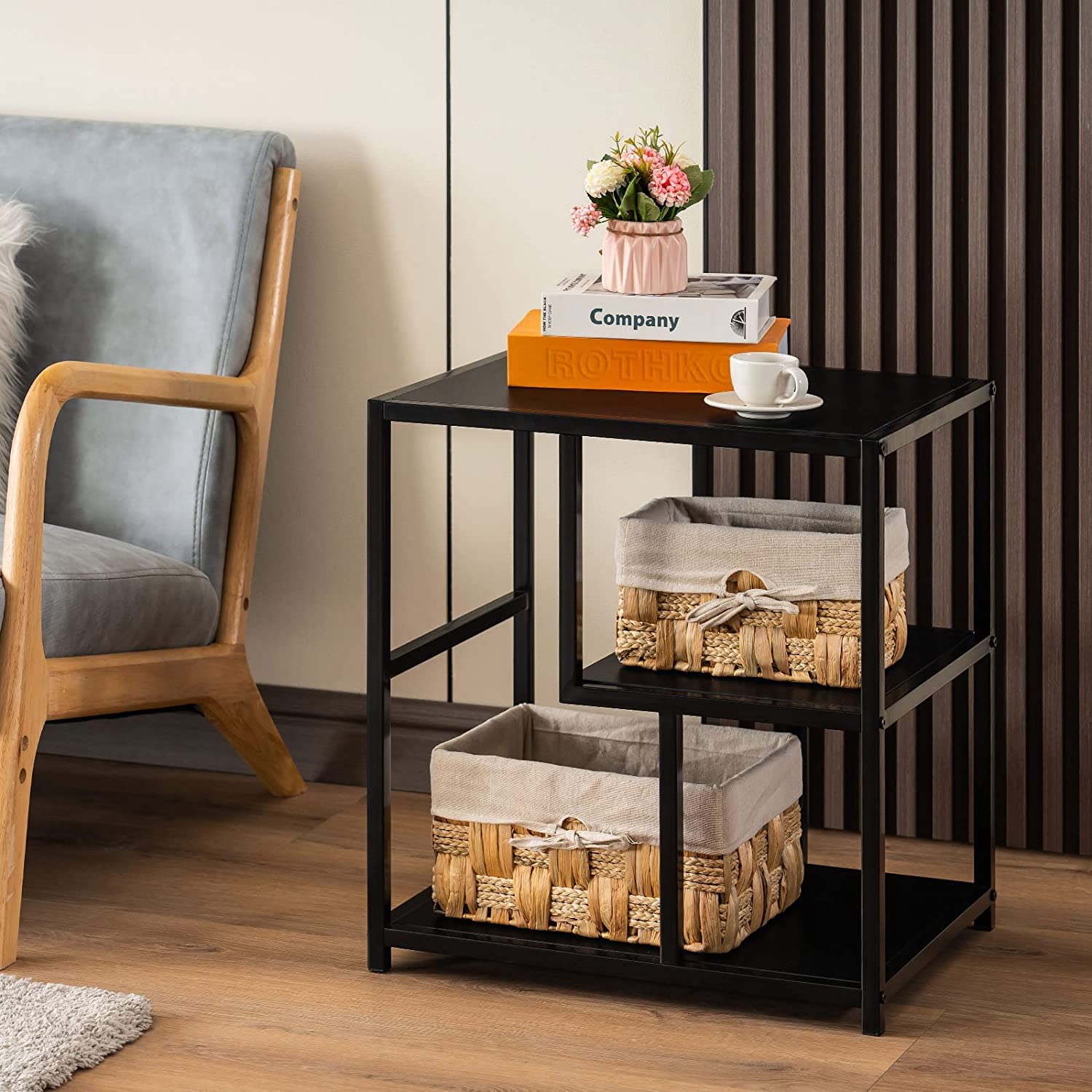 The Craft House Side Table for Bed, Modern Nightstand Organizer with