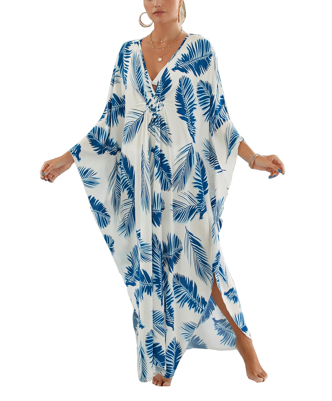sunforyou Kaftan Dresses for Women Stylish Caftans Plus Size Beach Cover up Soft Loungewear
