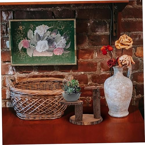 Miniatura 9 de Kisangel Estante de almacenamiento de madera maciza, bandeja de madera para plantas, soporte para plantas de escritorio de madera para interiores,