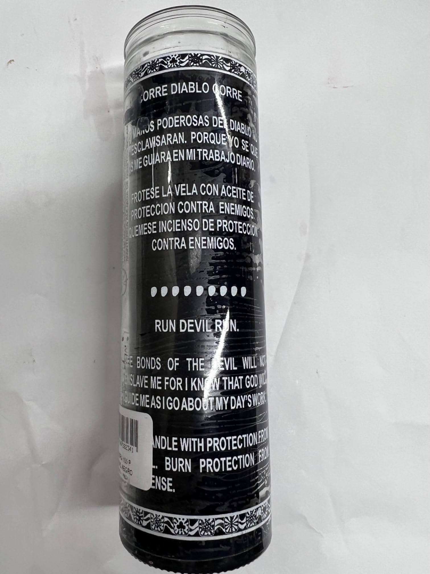 Run Devil Run Unscented Black Pillar Candle in Glass