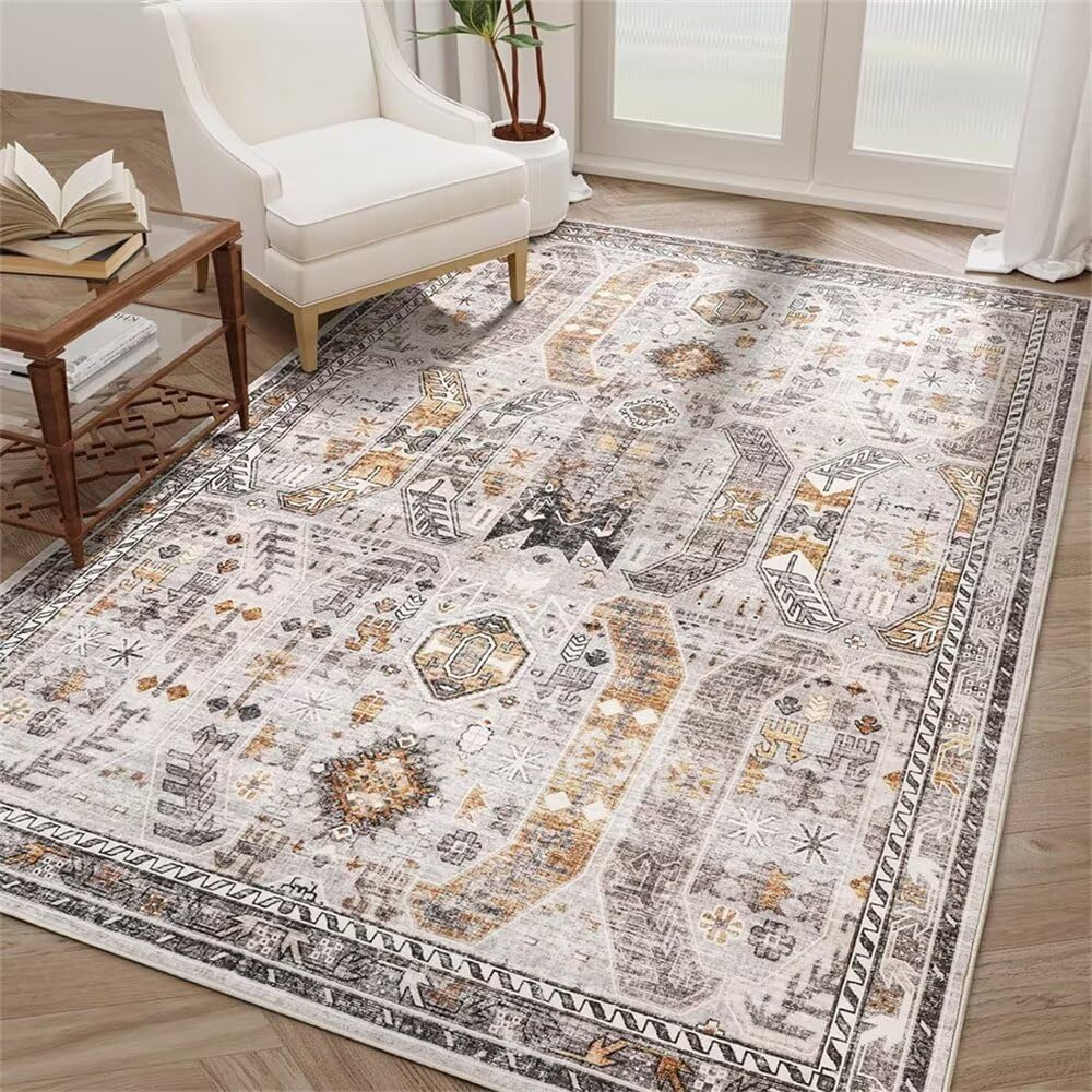 Tapis de chambre bébé lavable gris 100x160cm motif vintage chien