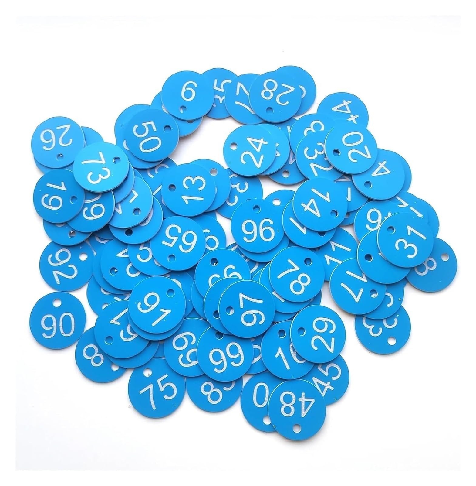 Plastikowe zawieszki z numerami, Etykiety z numerami ABS Opakowanie 100 sztuk 1-100 wielokolorowych znaczników roślin otworami(Light Yellow)