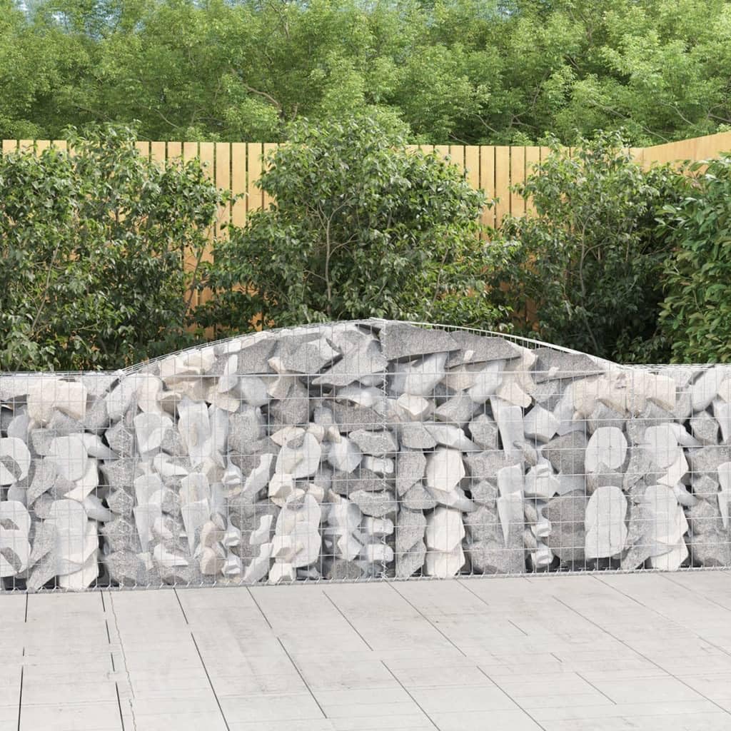 Gaviones pared 25 unidades arco alto 400 x 30 x 100/120 cm hierro | Borde estable de alambre de hierro galvanizado para jardín y terraza, ideal como protección visual y decoración.
