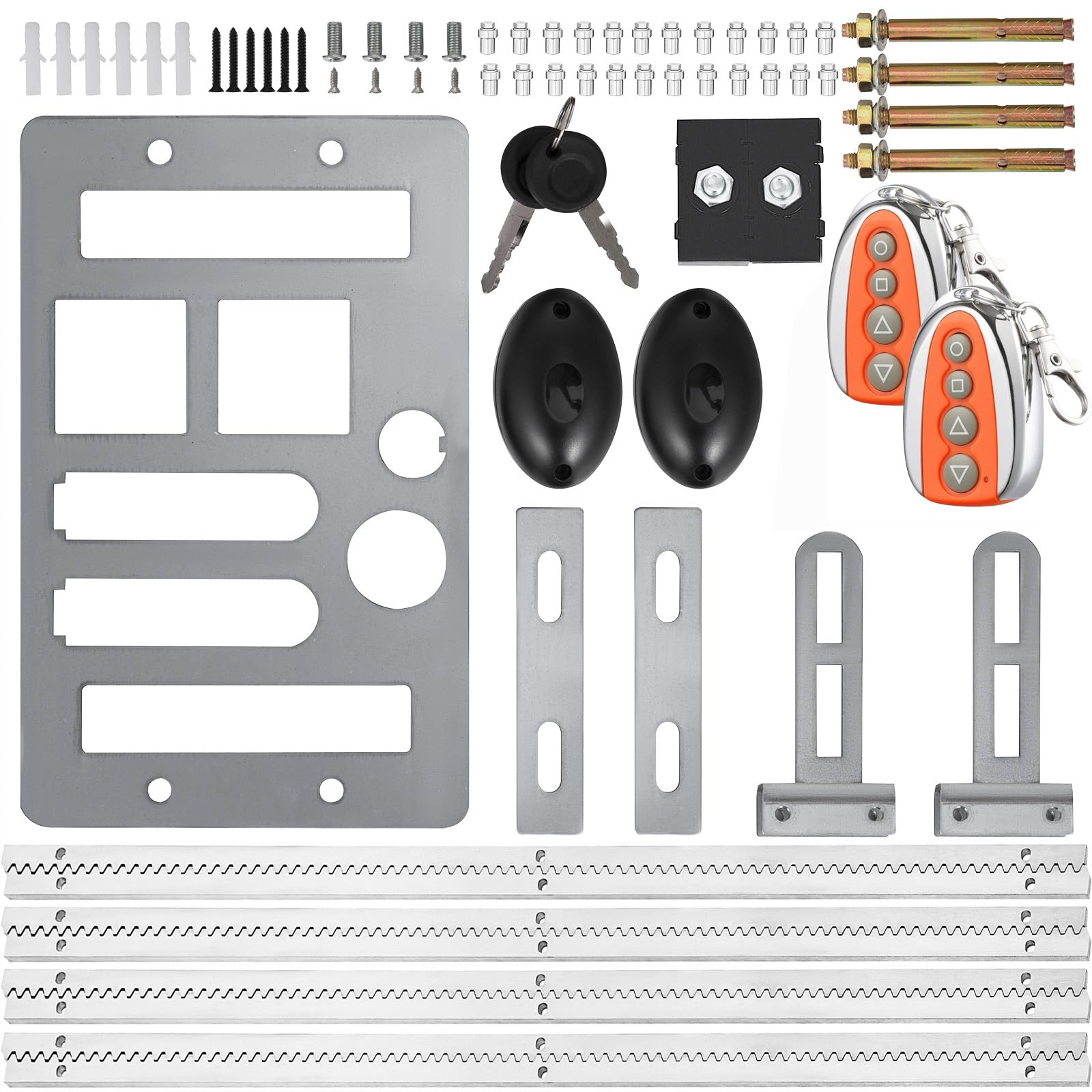 VEVOR 600 kg Motor Puerta Corredera, Cremallera Metálica 4 m, Abridor Automático de Puerta Corrediza Control Remoto Más de 30 m, Riel de Liberación Fotocélula Clave, para Puerta de Jardín, Garaje