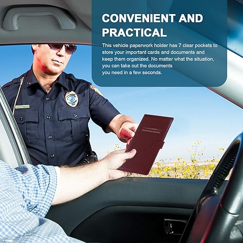 Miniatura 10 de GNEGNI - Tarjetero para tarjetas de registro de automóvil y seguro de cuero, soporte para documentos para vehículos con cierre magnético, para