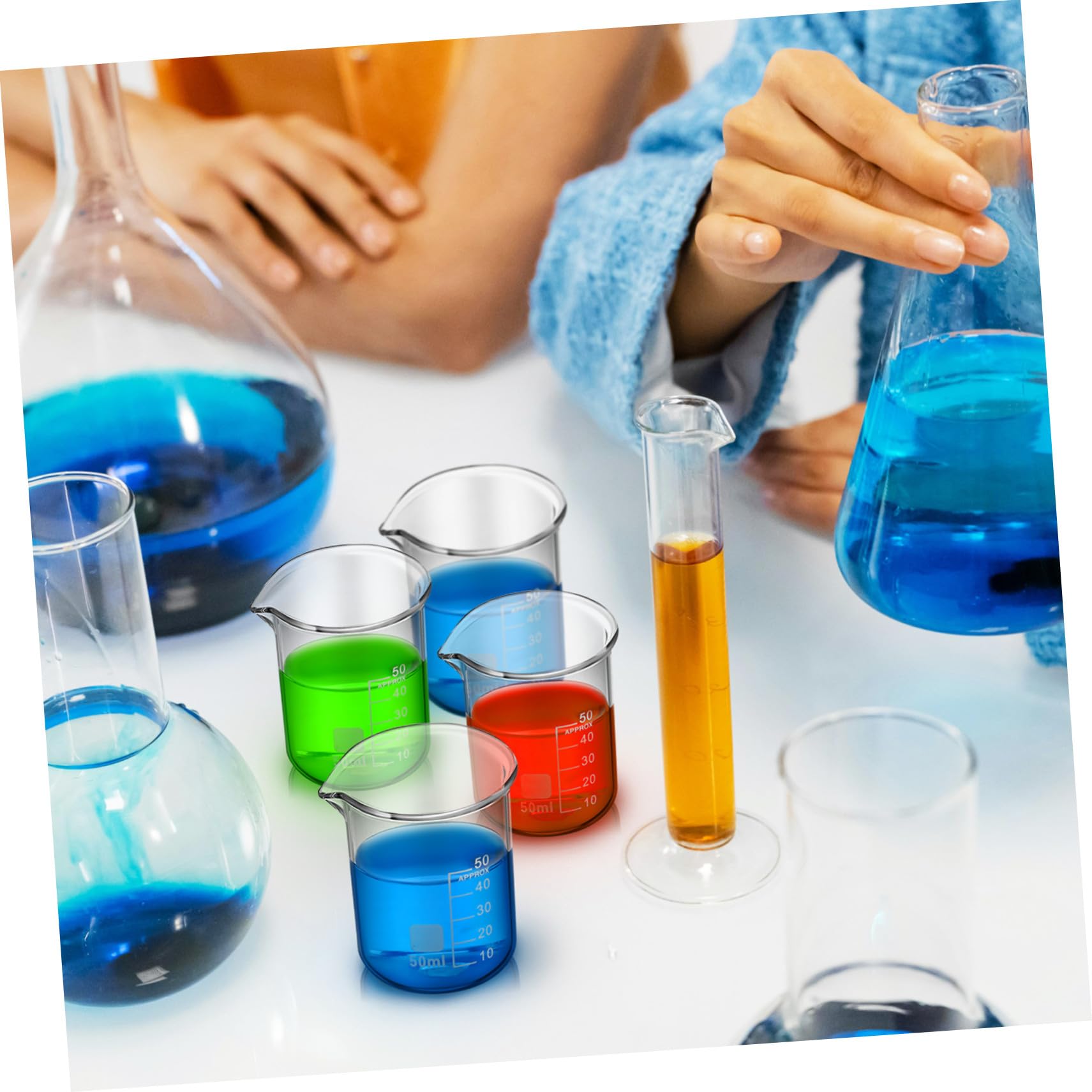 20 Szt. Szt Precyzyjne Menzurki Laboratoryjne z Przezroczystego Szkła z Podziałką Niskie Formy Odporne Wysoką Temperaturę Stabilne i Wytrzymałe Do Dokładnych Pomiarów Cieczy