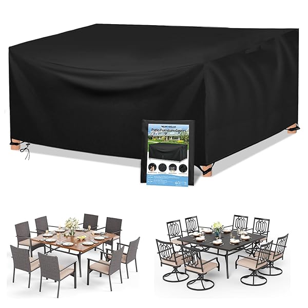 Wanocean Patio Furniture Covers Waterproof, Outdoor Furniture Cover with Storage Bag, Outdoor Table and Chair Cover for Rain, UV, Snow and Dust（78" L x 78" W x 33" H）